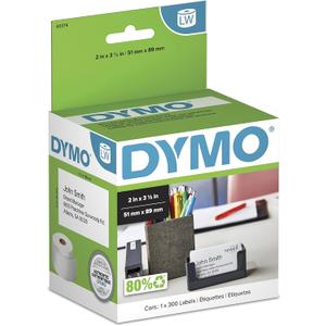 DYMO Authentic LW Non-Adhesive Business Card Labels for LabelWriter Label Printers, White, 2" x 3-1/2", 1 Roll of 300