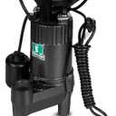 1/3HP Submersible Sewage Effluent Pump, Cast Iron Construction Utility Pump, 23FT 3300 GPH Automatic Float Switch, Sump Pump for Basement, Residential Sewage,120V