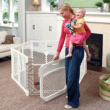 Toddleroo Superyard Ultimate: 6-Panel Baby Playard with Door; Ivory | Portable, Durable, For Babies and Toddlers, Freestanding, Expandable Modular Sizing, Indoor or Outdoor Use, Made in USA