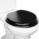 Round Black Slow Close Toilet Seat, Heavy Duty Wood Toilet Seat with Baked Enamel Finish, Support 400 bls, Toilet Lid with Soft Close Zinc Alloy Hinges, Grip-Tight Bumpers, Easy Clean, Quick-Assembly