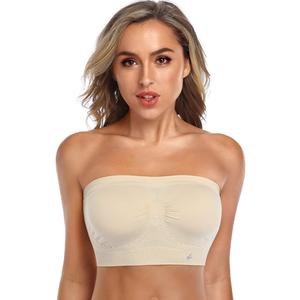 ANGOOL Strapless Bras for Women Wirefree Non-Slip Tube Top Invisible Bralette Seamless Padded Bandeau Bra, XXL