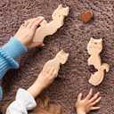 Wooden Cat Family Puzzle, Personalized Wooden Puzzle Customized 4 Name Puzzle for Home Crafts Decor, House Warming Birthday Family Party for Mother's Day New Baby