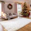 White Shag Rugs for Bedroom, 4x6 Soft Fuzzy Rugs for Living Room, Fluffy Shaggy Plush Carpet Girls Kids Room Dorm Upgrade Non-Slip