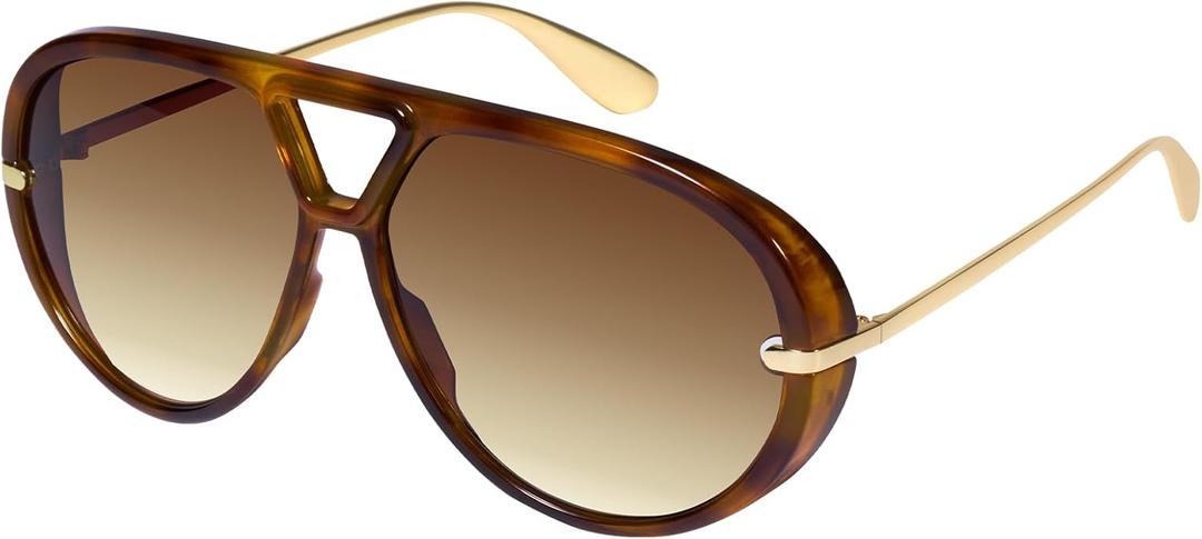 mosanana Trendy Oversized Aviator Sunglasses for Women Retro Style MS52478 (C5 Tortoise/Gradient Brown)