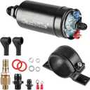CarBole Universal Electric External Inline Fuel Pump, 12V 300LPH High Flow Rate, with Mounting Bracket Clamp