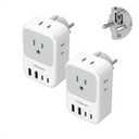 TESSAN Type F Plug Adapter 2 Pack, PD 20W South Korea Outlet Adapter with 4 AC Outlets 4 USB Ports (2 USB C), Type E Power Adaptor for US to Europe Spain Germany France Iceland Greece Russia Norway