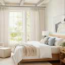 Pinch Pleat Linen 100 Inch Wide Curtains 90 Inches Long for Living Room Light Filtering Semi Sheer Farmhouse Sand Beige Pleated Curtain Hooks Rings for Patio Sliding Door Dining Room Large Window