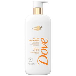 2 Pieces Dove Serum Body Wash Glow Recharge illuminates & Exfoliates skin with brightening Vitamin C Serum 18.5 Fl Oz