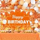 62pcs Orange Birthday Decorations Orange Happy Birthday Banner Balloons Arch Kit Star Foil Balloons Backdrop Tablecloth Halloween Fall Thanksgiving Birth day Decoration Supplies
