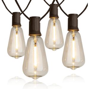 Vanthylit Outdoor String Lights, 15 FT Patio String Lights with LED Filament Bulb Waterproof Lights Retro Vintage Edison Bulbs for Backyard Patio Bistro Party Garden Connectable