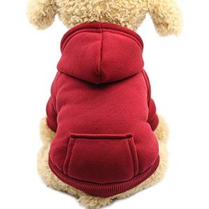 Jecikelon Winter Dog Hoodie Sweatshirts with Pockets Warm Dog Clothes for Small Dogs Chihuahua Coat Clothing Puppy Cat Custume (Wine Red, Medium)