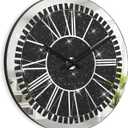 Wall Clock Large Black Crystal Diamond Mirror Wall Clocks Round Wall Clock Battery Operated Modern Wall Clocks for Living Room Decor, 20 inches