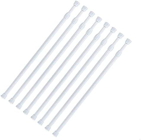Tension Rods 28 to 48 Inches 8 Pack Spring Tension Rods,Adjustable Extension Spring Rods Closet Rod Cupboard Bars Thin Tension Curtain Rod for Windows,Kitchen, Bathroom,Cupboard,Wardrobe (WHITE)