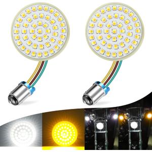 LivTee Extremely Bright Front Turn Signals & Running Switchback LED Lights Panel with 1157 Base Compatible for Harley Dyna Street Glide Road King, Motorcycle Accessories, White/Amber