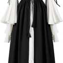 Spooktacular Creations Halloween Renaissance Costume Women, Renaissance Corset Dress, Plus Size Medieval Chemise for Cosplay (Large, Black)