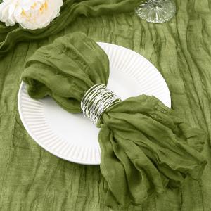 20 Pack Olive Green Cheesecloth Napkins Washable Summer Green Cloth Napkins Set of 20 Cotton Gauze Dinner Table Napkins Bulk 21x21 Inches for Wedding Bridal Baby Shower Tea Party Decor