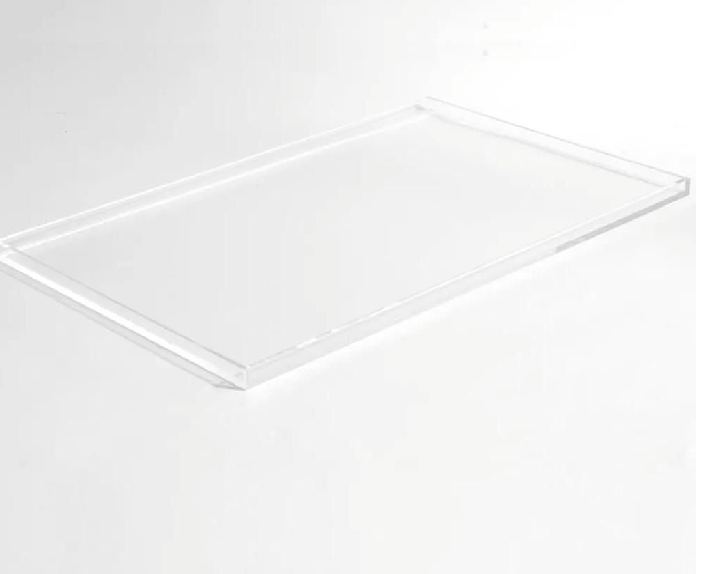 Hiddin Clear Acrylic Pet Feeder Overflow Tray, Modern Spill Mat for Dogs and Cats, Protects Floors from Water and Food Mess, Durable Lucite Design, Easy to Clean, Pairs with Elevated Dog Bowl Stand
