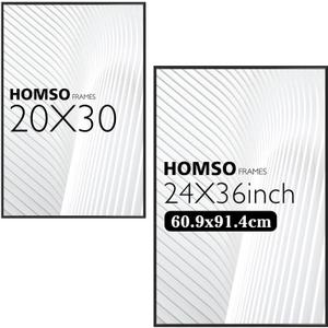 Homso 20x30 Frame Black and 24x36 Poster Frame Black - Aluminum Metal Material Display Pictures for 20x30 Inch and 24x36 Inch for Horizontal and Vertical
