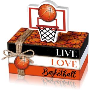 5 Pcs Basketball Decoration Gifts Farmhouse Wooden Mini Book Stack Sport Ball Party Table Centerpieces Basketball Decor for Locker Room Home Bedroom Office Desk Table Tiered Tray Shelf