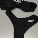 SweatyRocks Women's Two Piece Swimsuit Ruched High Cut Mid Rise Bikini Sets Swimwear (Medium, Black)