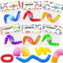 28-Pack Valentines Day Cards for Kids with Fidget Pop Tubes & Spring Toys  Pre-Assembled Classroom Exchange Gifts, Fun Party Favors & Toddler Treats