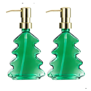 Green Glass Soap Dispenser 2PCS, Hand Dish Soap Dispenser with Pump for Bathroom, Kitchen Sink, St. Patrick's & Easter Spring Home Decor