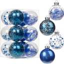 Briful 80mm/3.15" Shatterproof Clear Plastic Christmas Ball Ornaments Decorative Transparent Xmas Balls Baubles Set with Stuffed Delicate Decor Hanging Christmas Tree Ornaments(12 Counts, Blue)