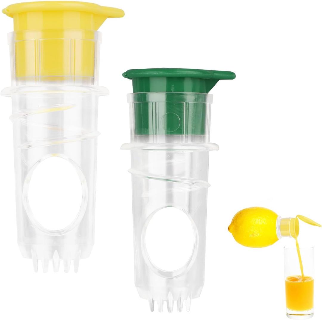 2 x 2pcs Screw Top Lemon Squeezer, 2025 New Manual Juicer Hand Press with Built-In Filter Citrus Lime Orange Handheld Squeezer for Drinks Cooking Cocktails (Yellow, Green)