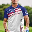 Mainfini Men's Short Sleeve Golf Shirts UPF 50+ Raglan Patriotic American Graphic Polo Shirt (XL)