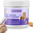 HICC Pet Teeth Cleaning Wipes for Dogs & Cats, Remove Bad Breath by Removing Plaque and Tartar Buildup No-Rinse Dog Finger Toothbrush, Disposable Gentle Cleaning & Gum Care Pet Wipes, 50 Counts (50 Count (Pack of 1))