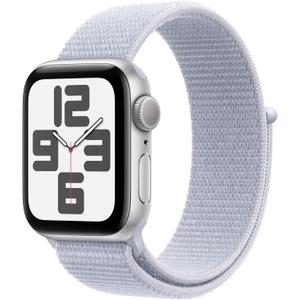 Apple Watch SE (2nd Gen) [GPS 40mm] Smartwatch with Silver Aluminum Case with Blue Cloud Sport Loop One Size. Fitness and Sleep Trackers, Crash Detection, Heart Rate Monitor, Carbon Neutral