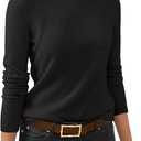 ANRABESS Womens Turtleneck Long Sleeve Sweater Tops Casual Soft Knit Fit Lightweight Basic Pullover 2025 Fall Work Outfits (Large, Black)