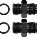 YSIL 6AN Male Flare to 8AN ORB Fitting Adapter O-ring BOSS Fuel Pump Rail Connector Aluminum Black 2PCS