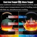 Enameled Cast Iron Teapot 34oz1000ml - Japanese Style Kettle with Removable Stainless Infuser & Ergonomic Handle, Stovetop Safe for Loose Leaf Tea Green and silver (Green and silver)