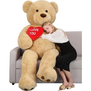 Tezituor Giant Teddy Bear 6ft Stuffed Animals - I Love You Red Heart Jumbo Human Size Teddy Bear for Girlfriend, Boyfriend, Wife, Lover-Birthday, Anniversary, Valentines, or Long Distance