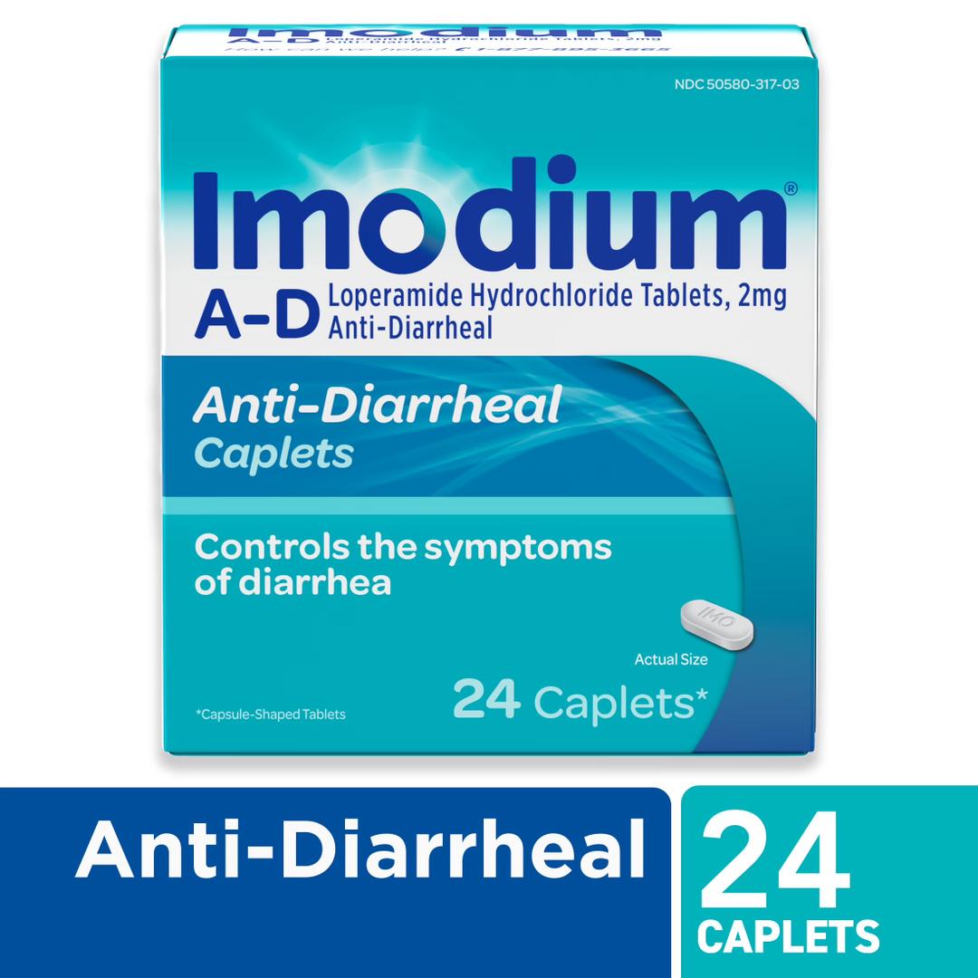 Imodium AD Diarrhea Relief Caplets with Loperamide Hydrochloride, 24 ct. 5 pack, BB Date 2028/Jan