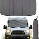 Insulated Blackout Windshield Cover for Privacy & Sun Protection, All-Season Van Life Camping Window Shade, Fit for Ford Transit 150 250 350 Medium/High Roof 2015-2025, Gray