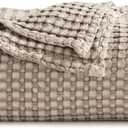 Bedsure Cooling Cotton Waffle King Size Blanket - Lightweight Breathable Summer Blanket of Rayon Derived from Bamboo for Hot Sleepers, Luxury Throws for Bed, Couch and Sofa, Taupe, 104x90 Inches (King (104" x 90"))