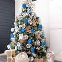 Hollyone 3.15"/80mm Blue Christmas Ball Ornaments 12 Pcs Shatterproof Christmas Tree Relief Ornament Set Large Hanging Balls for Xmas Wedding Holiday Wreath Home Decorations