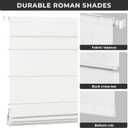 UNISHADES 100% Blackout No Tools No Drill Cordless Roman Shades for Windows, Size 19 3/4" W 60" H (for Windows 20" W 60" H) Blackout - Off-White
