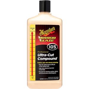 Meguiars Mirror Glaze M105 Ultra-Cut Compound, Car Rubbing Compound for Removing Scratches and Heavy Swirls While Adding Shine, Safe and Effective on All Glossy Car Paint and Clear Coats, 32 oz