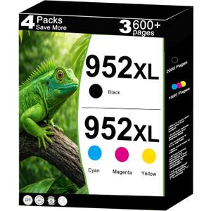 952XL Ink Cartridges Combo Pack Replacement for HP 952 XL Work for OfficeJet Pro 8702 8740 7720 8730 8710 7740 8720 8725 8210 8715 8216 Printers with V23.4.1 Chips (4 Pack Cyan Magenta Yellow Black)