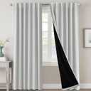 H.VERSAILTEX 100% Blackout Curtains for Bedroom with Black Liner Full Room Darkening Curtain 84 Inch Long Thermal Insulated Back Tab/Rod Pocket Window Drapes for Living Room, 2 Panels, Greyish White