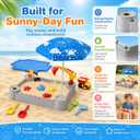 Excavator Sandbox for Kids with Lid and Umbrella, Working Digger, Dump Truck and 8 Sand Toys, Outdoor Construction Playset for Backyard and Beach, Ages 3+