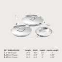 All-Clad D3® Stainless Steel 5 Piece Frypan Set- Made in USA- Includes 8", 10" and 12" Frying Pans With Lid - Professional Grade -Oven Safe & Induction Compatible
