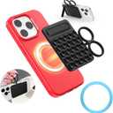 Silicone Suction Phone Grip with Metal Ring for Any Cellphone, Removable Sticky Phone Grip for Hands-Free Makeup/Selfie/Live Streaming/Vlog