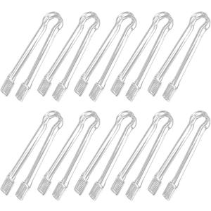 10 Pcs Plastic Buffet Serving Tongs, Clear Kitchen Tongs Mini Serving Utensil Tongs for Food Ice Salad Buffet Barbecue Cookies, 6.3 Inches