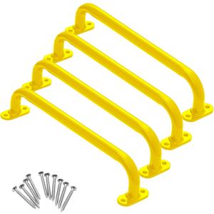 Dunzy 4 Pcs 13 Inch Playground Handles Metal Safety Handles Indoor Outdoor Playset Grab Accessories for Swing Set Playhouse Treehouse Kids Climbing Frame (Yellow)