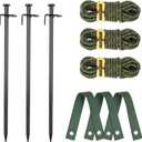Heavy Duty Tree Stake Kits, 11.8 Inch Steel Tree Stakes and Supports for Young Tree Anti Strong Wind, Leaning Tree Anchor Straightening Kit with 3 PCS Steel Stakes, 13.12 Feet Rope and Tree Straps