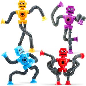 JOYIN Pop Tubes Robot Toys for Kids, 4 Pcs Sensory Tubes for Year Old Ages 3 4 5 6 7 8 9 10 Fidget Toys Birthday Gift for Toddler Boys Girls Easter Goodie Bags Stuffers Party Favors